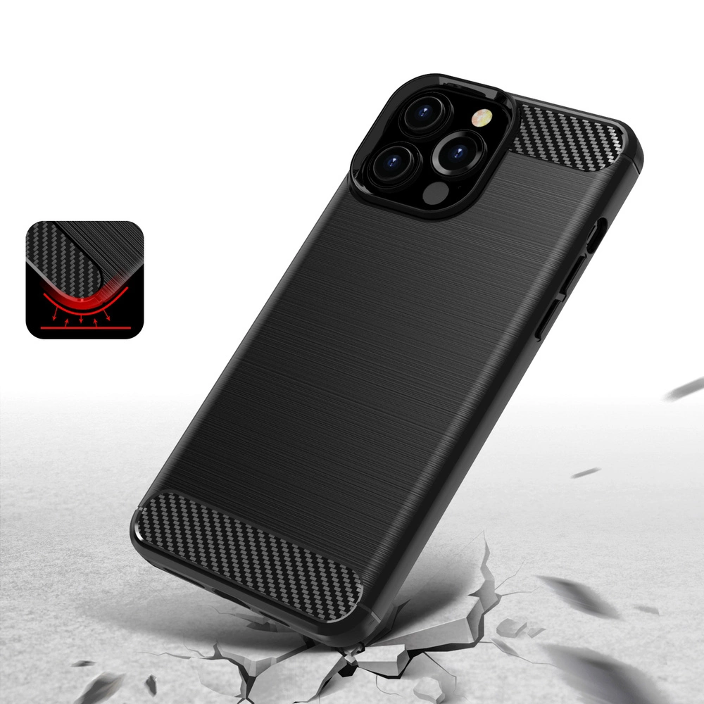 Carbon Case Flexible Cover TPU Case for iPhone 13 Pro blackeng