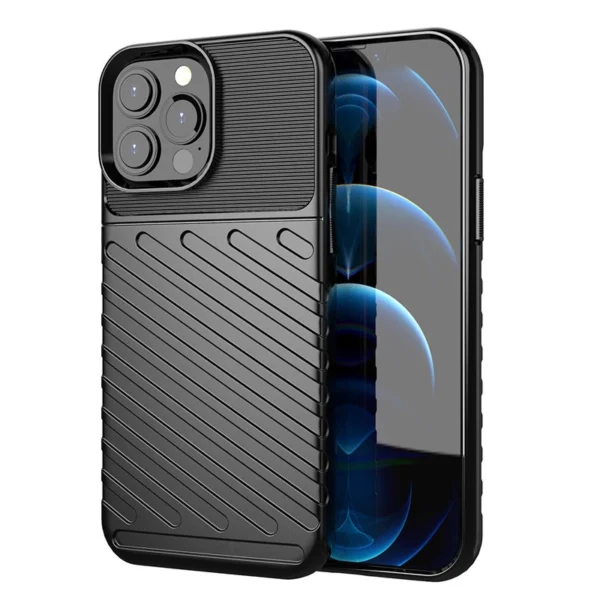 Thunder Case Flexible Tough Rugged Cover TPU Case for iPhone 13 Pro Max blackeng