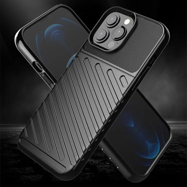 Thunder Case Flexible Tough Rugged Cover TPU Case for iPhone 13 Pro Max blackeng