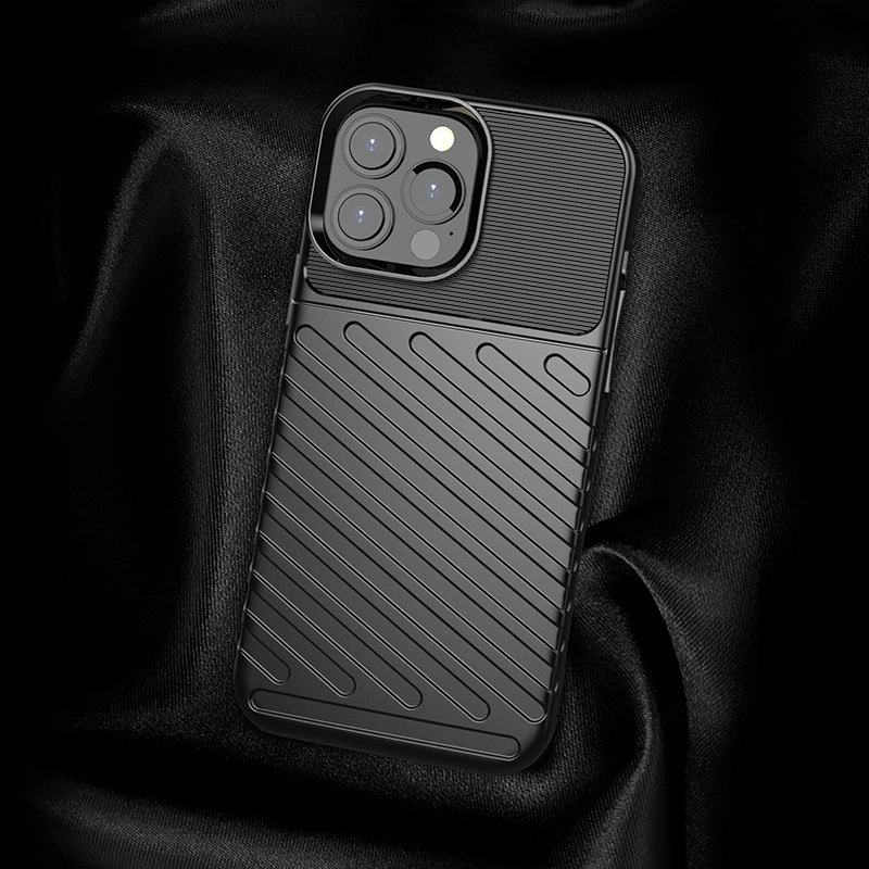 Thunder Case Flexible Tough Rugged Cover TPU Case for iPhone 13 Pro Max blackeng