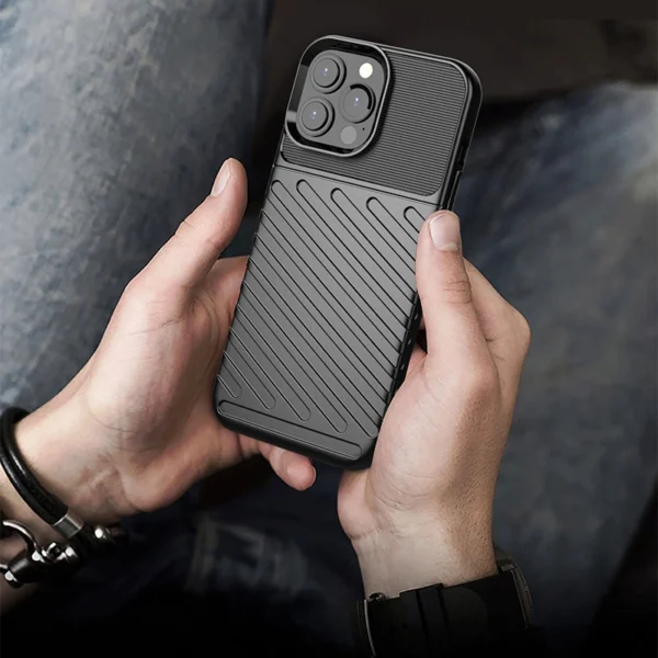 Thunder Case Flexible Tough Rugged Cover TPU Case for iPhone 13 Pro Max blackeng