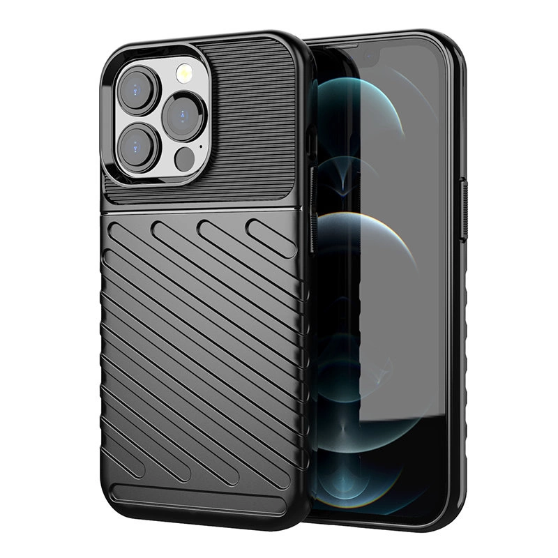 Thunder Case Flexible Tough Rugged Cover TPU Case for iPhone 13 Pro blackeng