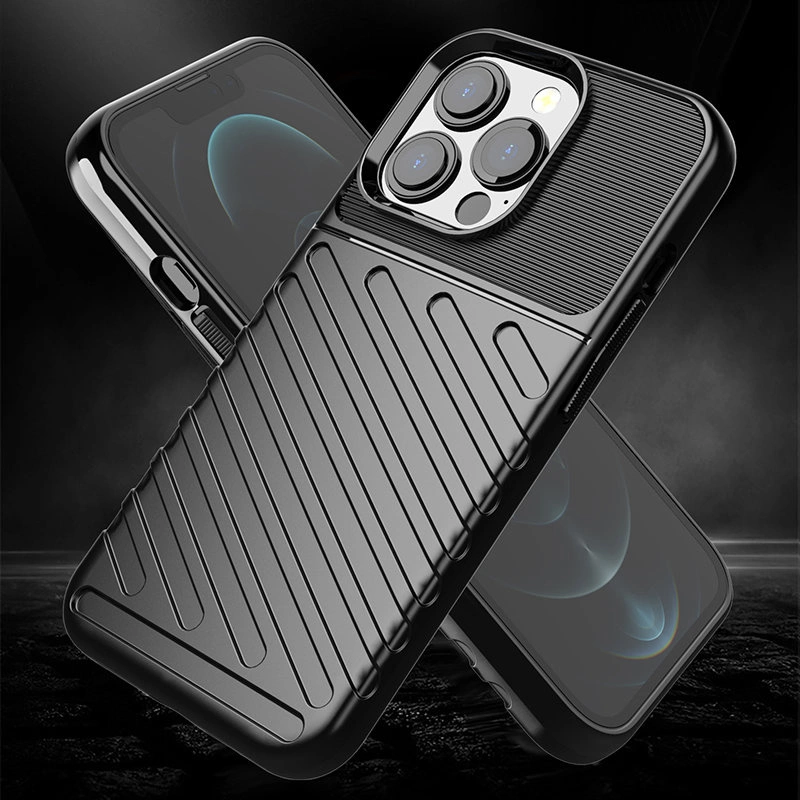 Thunder Case Flexible Tough Rugged Cover TPU Case for iPhone 13 Pro blackeng