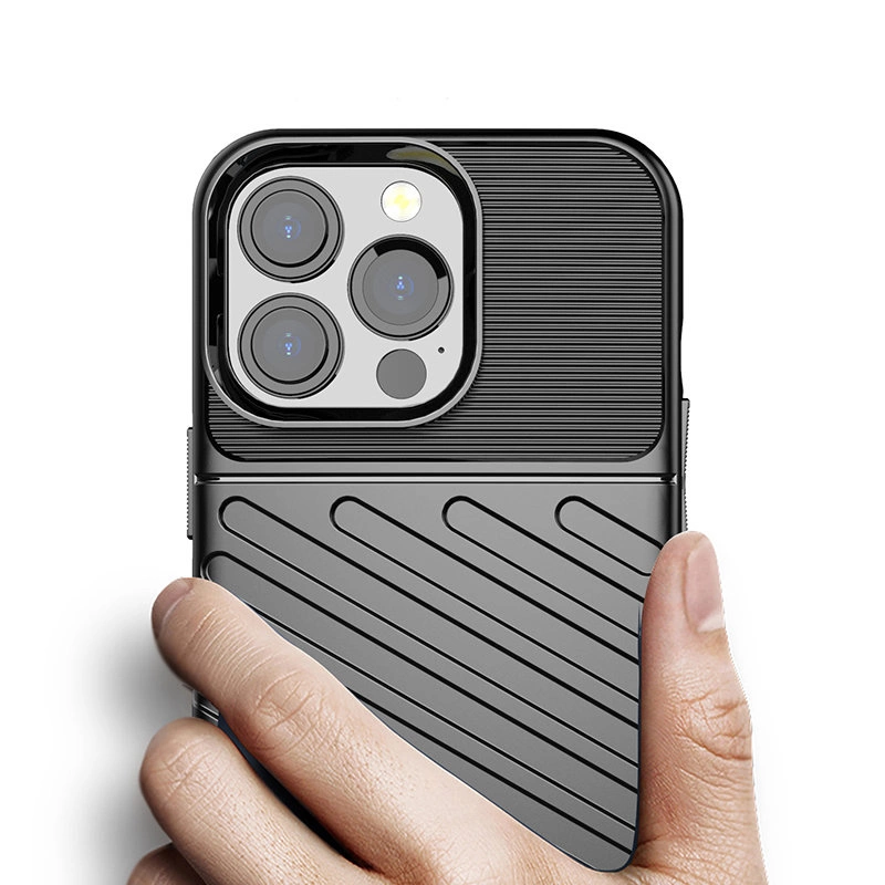 Thunder Case Flexible Tough Rugged Cover TPU Case for iPhone 13 Pro blackeng