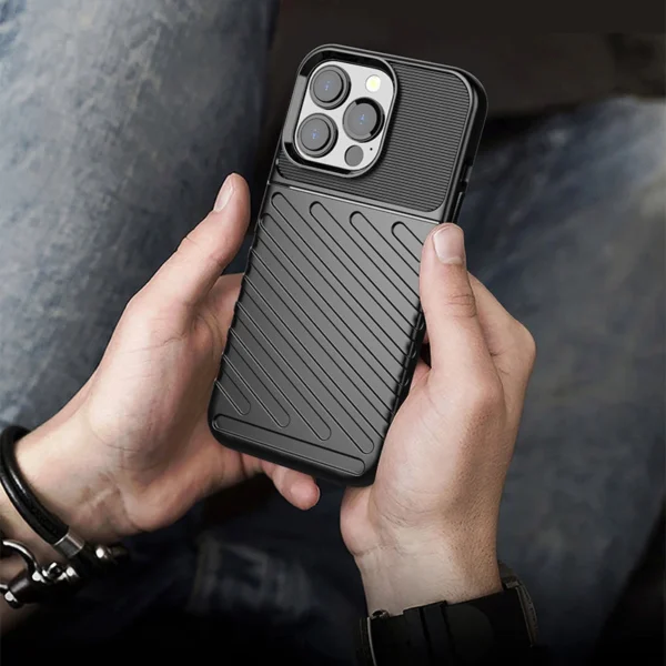 Thunder Case Flexible Tough Rugged Cover TPU Case for iPhone 13 Pro blackeng
