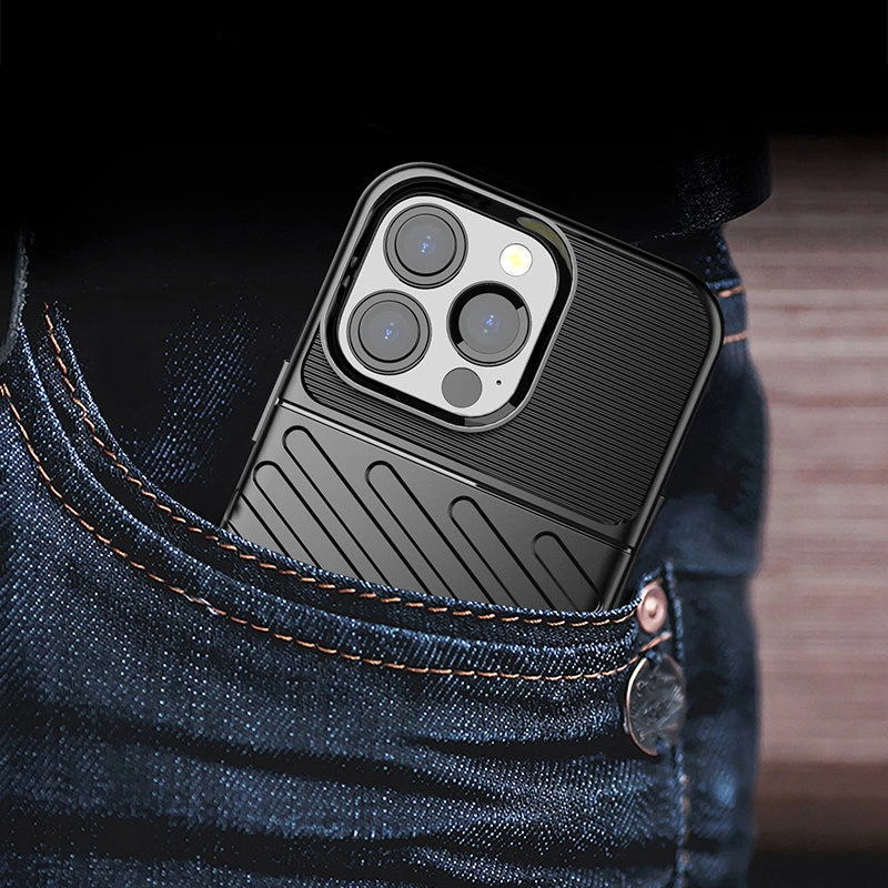 Thunder Case Flexible Tough Rugged Cover TPU Case for iPhone 13 Pro blackeng