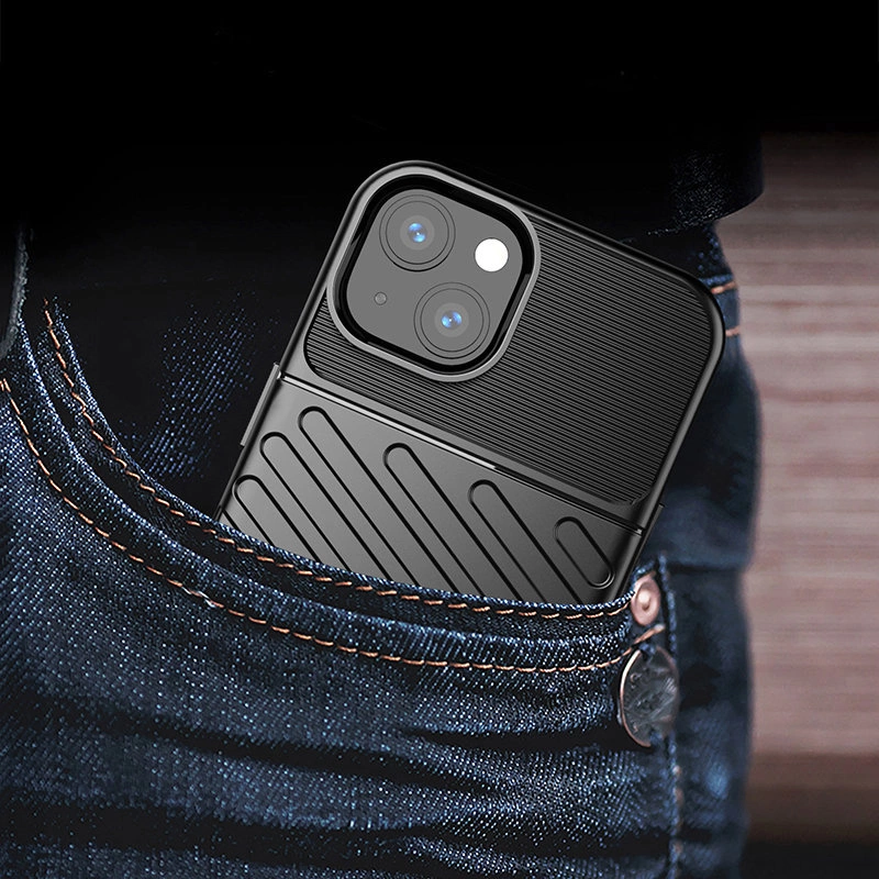 Thunder Case Flexible Tough Rugged Cover TPU Case for iPhone 13 mini blackeng