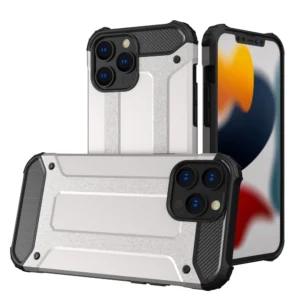 Hybrid Armor Case Tough Rugged Cover for iPhone 13 Pro Max silvereng