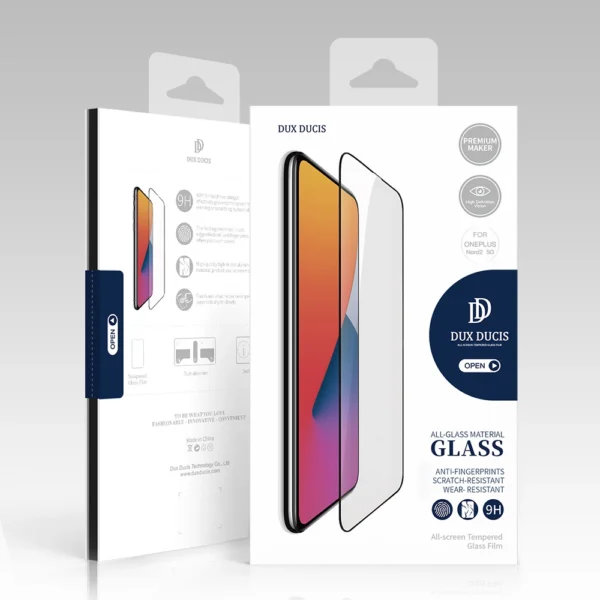 Dux Ducis 9D Tempered Glass Tough Screen Protector Full Coveraged with Frame for OnePlus Nord N200 5G black (case friendly)eng