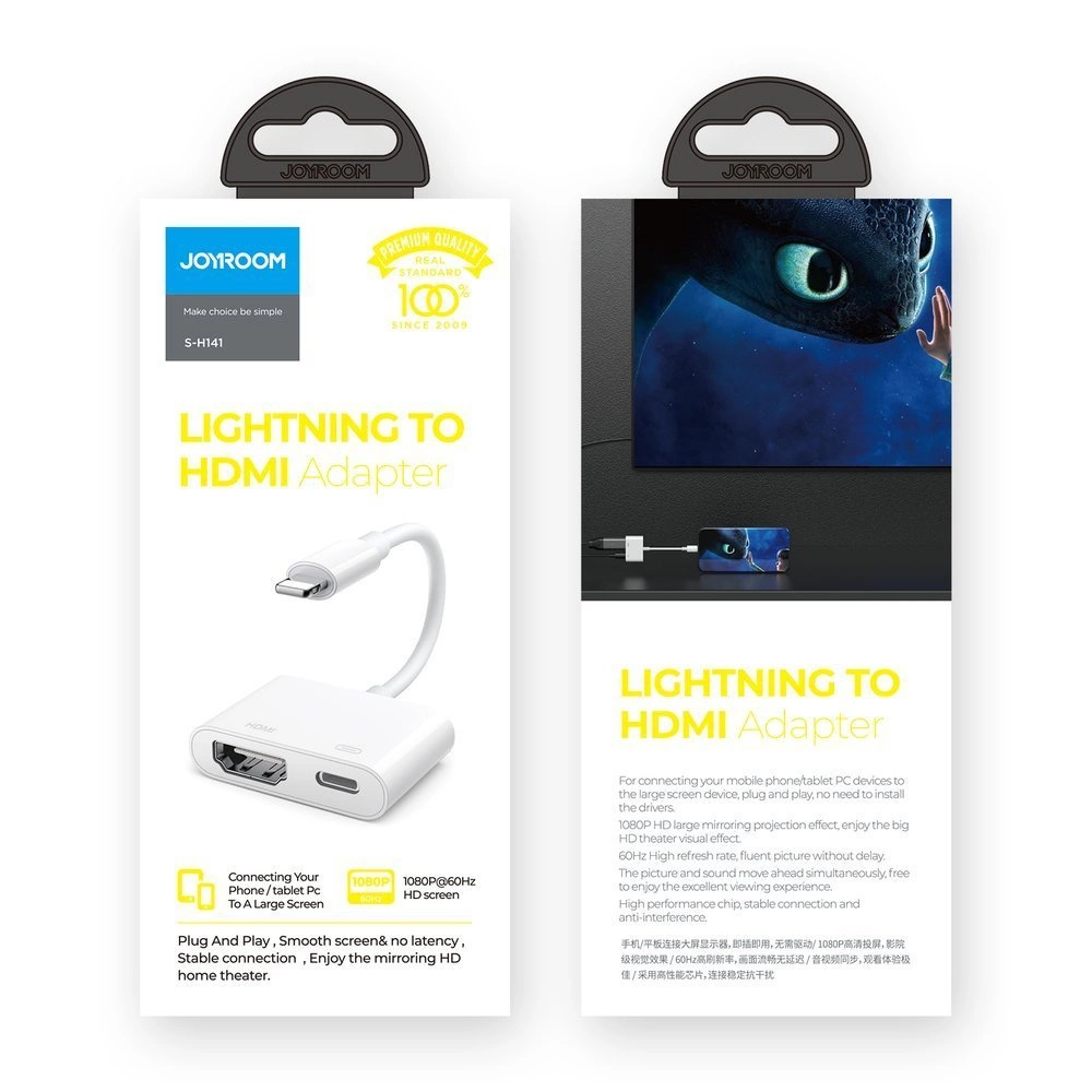 Joyroom S-H141 Lightning (male) - HDMI FullHD 1080p 60Hz (female) / Lightning (female) adapter - whiteeng