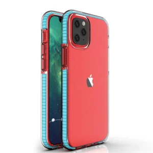 Spring Case clear TPU gel protective cover with colorful frame for iPhone 13 mini light blueeng