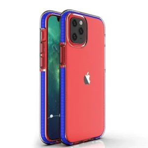 Spring Case clear TPU gel protective cover with colorful frame for iPhone 13 mini dark blueeng