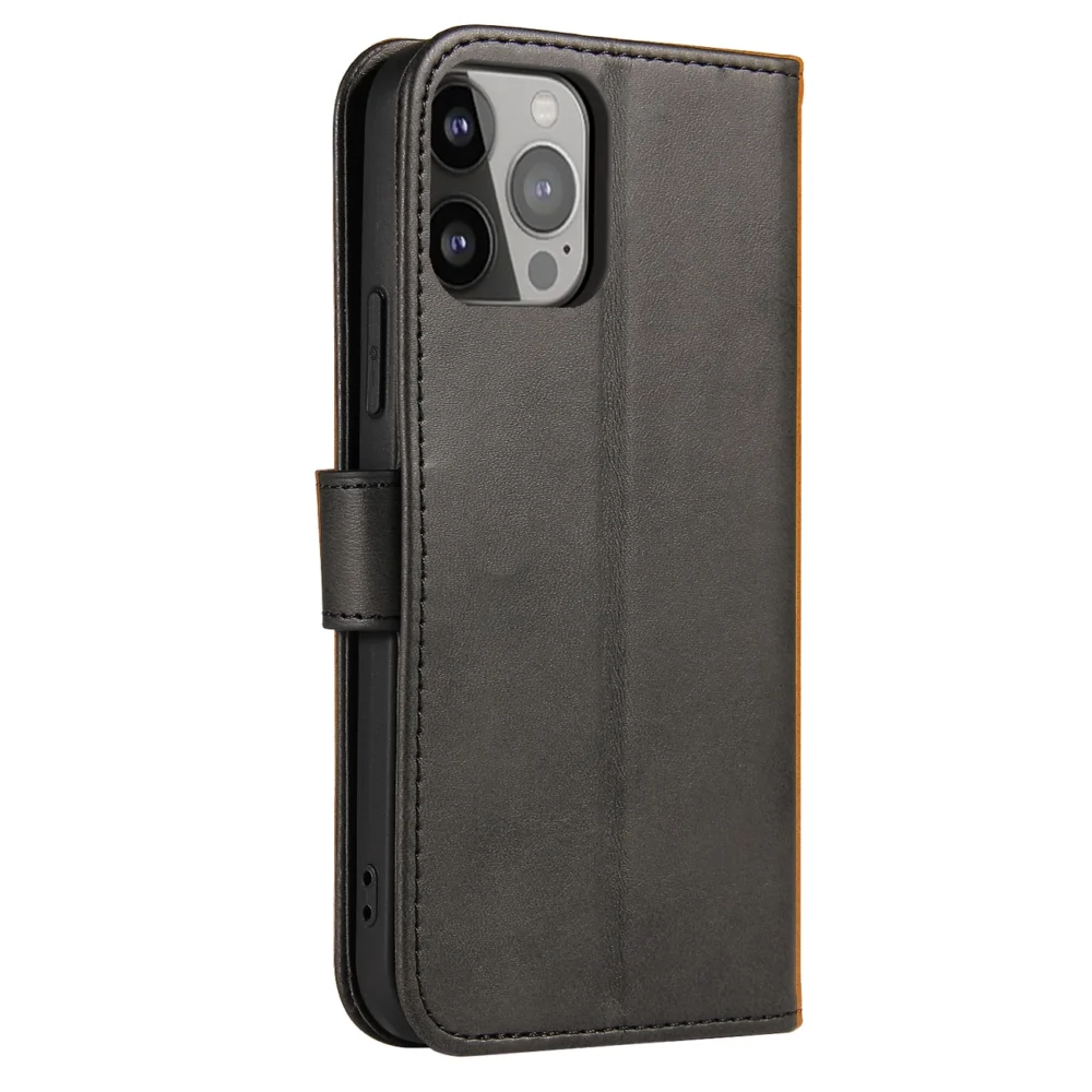 Magnet Case elegant bookcase type case with kickstand for iPhone 13 Pro blackeng