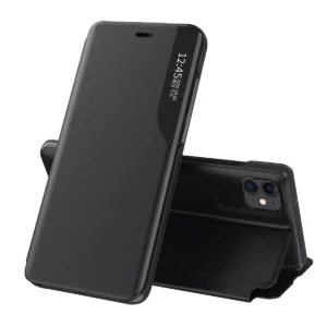 Eco Leather View Case elegant bookcase type case with kickstand for iPhone 13 Pro blackeng