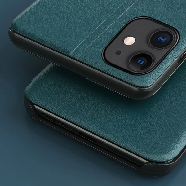 Eco Leather View Case elegant bookcase type case with kickstand for iPhone 13 Pro blueeng