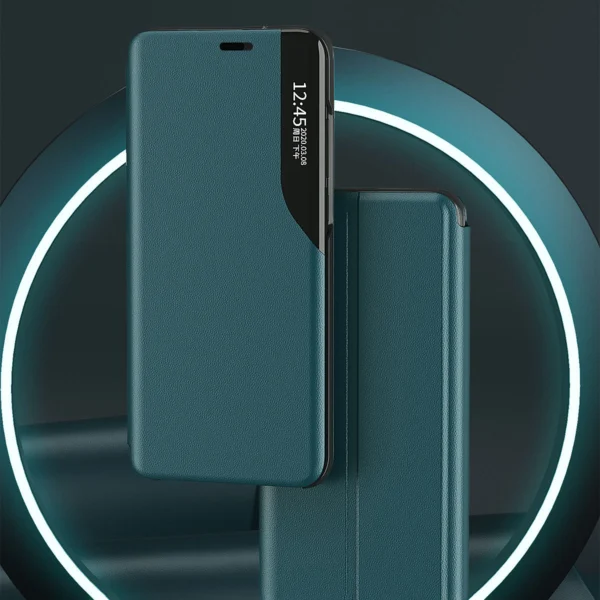 Eco Leather View Case elegant bookcase type case with kickstand for iPhone 13 orangeeng