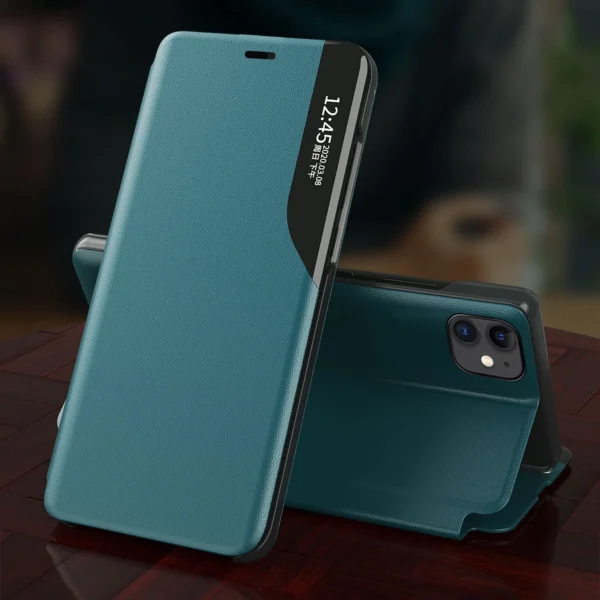 Eco Leather View Case elegant bookcase type case with kickstand for iPhone 13 redeng