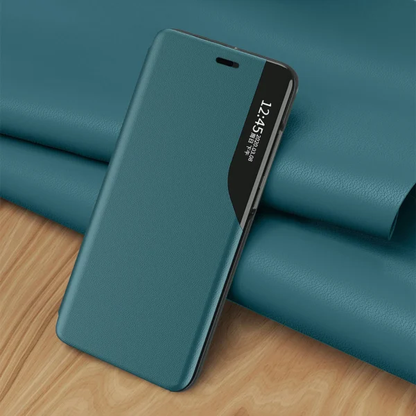 Eco Leather View Case elegant bookcase type case with kickstand for iPhone 13 redeng