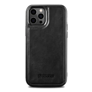 iCarer Leather Oil Wax case covered with natural leather for iPhone 12 Pro Max black (ALI1206-BK)eng