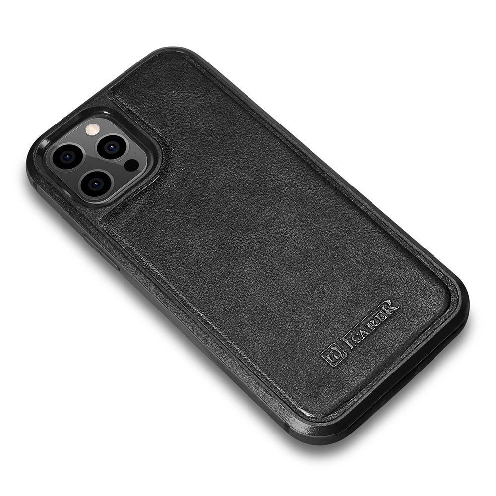 iCarer Leather Oil Wax case covered with natural leather for iPhone 12 Pro Max black (ALI1206-BK)eng