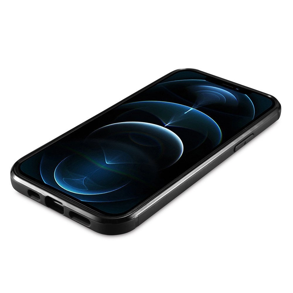 iCarer Leather Oil Wax case covered with natural leather for iPhone 12 Pro Max black (ALI1206-BK)eng