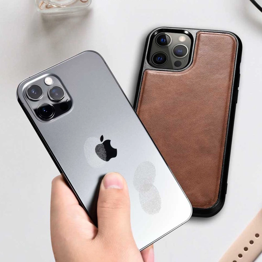 iCarer Leather Oil Wax case covered with natural leather for iPhone 12 Pro Max black (ALI1206-BK)eng