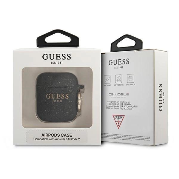 Guess GUA2SGGEK AirPods cover black/black Silicone Glittereng