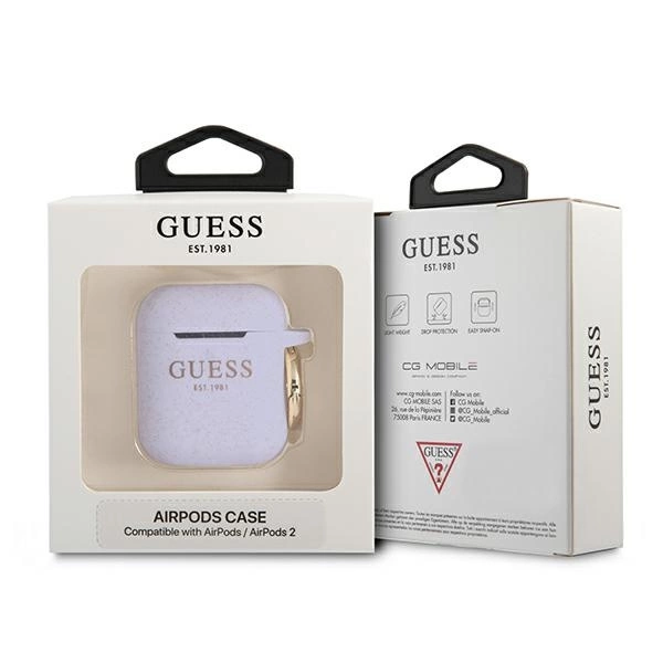 Guess GUA2SGGEU AirPods cover purple/purple Silicone Glittereng