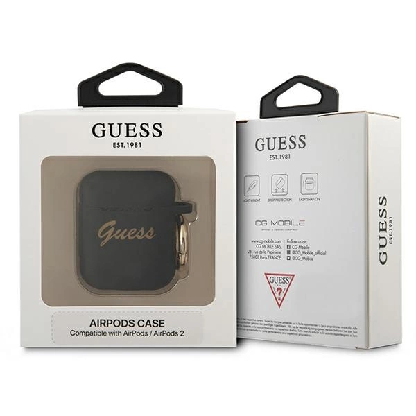 Guess GUA2SSSK AirPods cover black/black Silicone Vintage Scripteng