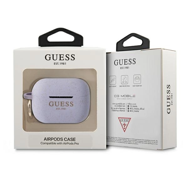 Guess GUAPSGGEU AirPods Pro cover purple/purple Silicone Glittereng