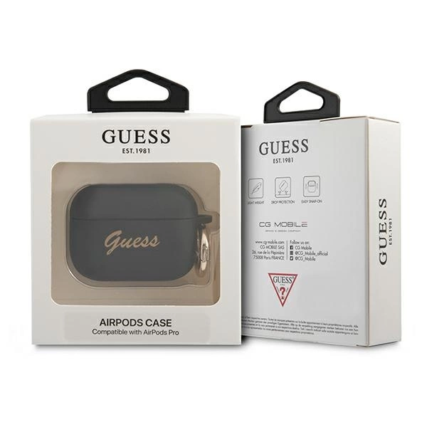 Guess GUAPSSSK AirPods Pro cover black/black Silicone Vintage Scripteng