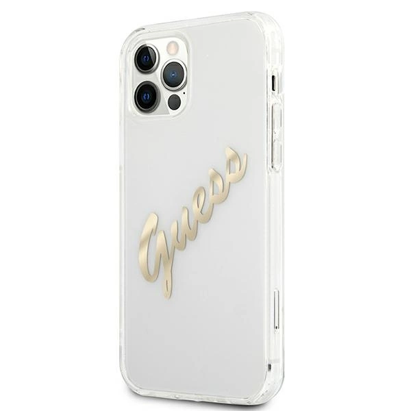Guess GUHCP12LKTRSVGO iPhone 12 Pro Max 6.7" Transparent hardcase Vintage Script Goldeng