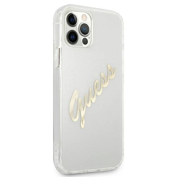Guess GUHCP12LKTRSVGO iPhone 12 Pro Max 6.7" Transparent hardcase Vintage Script Goldeng