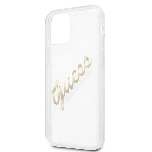 Guess GUHCP12LKTRSVGO iPhone 12 Pro Max 6.7" Transparent hardcase Vintage Script Goldeng
