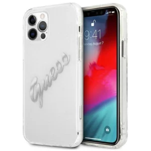 Guess GUHCP12LKTRSVSI iPhone 12 Pro Max 6.7" Transparent hardcase Vintage Script Silvereng