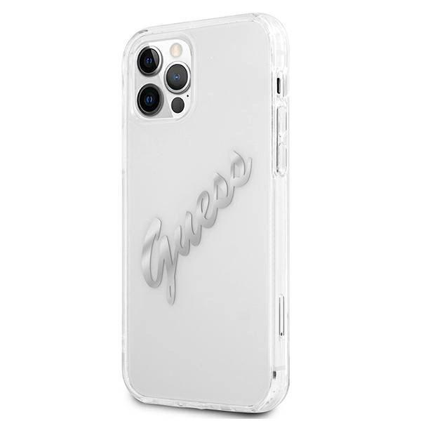 Guess GUHCP12LKTRSVSI iPhone 12 Pro Max 6.7" Transparent hardcase Vintage Script Silvereng