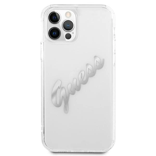 Guess GUHCP12LKTRSVSI iPhone 12 Pro Max 6.7" Transparent hardcase Vintage Script Silvereng