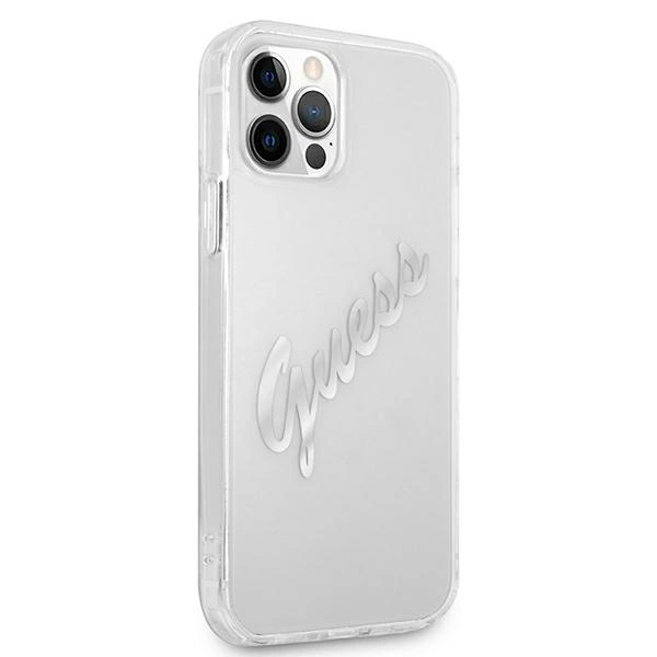 Guess GUHCP12LKTRSVSI iPhone 12 Pro Max 6.7" Transparent hardcase Vintage Script Silvereng