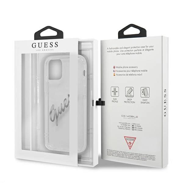 Guess GUHCP12LKTRSVSI iPhone 12 Pro Max 6.7" Transparent hardcase Vintage Script Silvereng