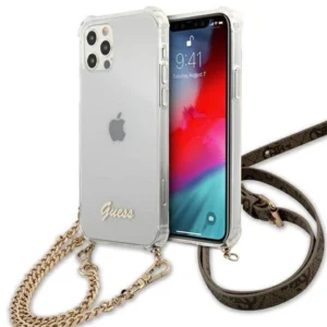Guess GUHCP12MKC4GSGO iPhone 12/12 Pro 6.1" Transparent hard case 4G Gold Chaineng