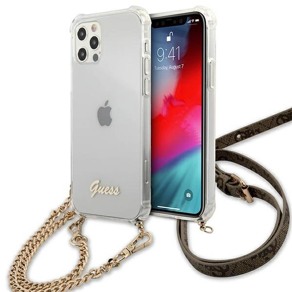 Guess GUHCP12MKC4GSGO iPhone 12/12 Pro 6.1" Transparent hard case 4G Gold Chaineng
