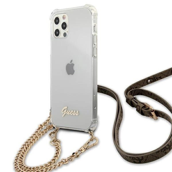 Guess GUHCP12MKC4GSGO iPhone 12/12 Pro 6.1" Transparent hard case 4G Gold Chaineng