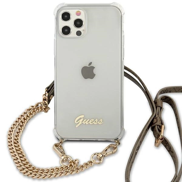 Guess GUHCP12MKC4GSGO iPhone 12/12 Pro 6.1" Transparent hard case 4G Gold Chaineng