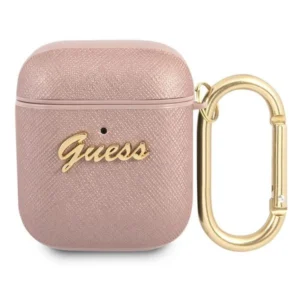 Guess GUA2SASMP AirPods cover pink/pink Saffiano Script Metal Collectioneng
