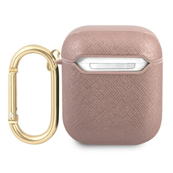Guess GUA2SASMP AirPods cover pink/pink Saffiano Script Metal Collectioneng
