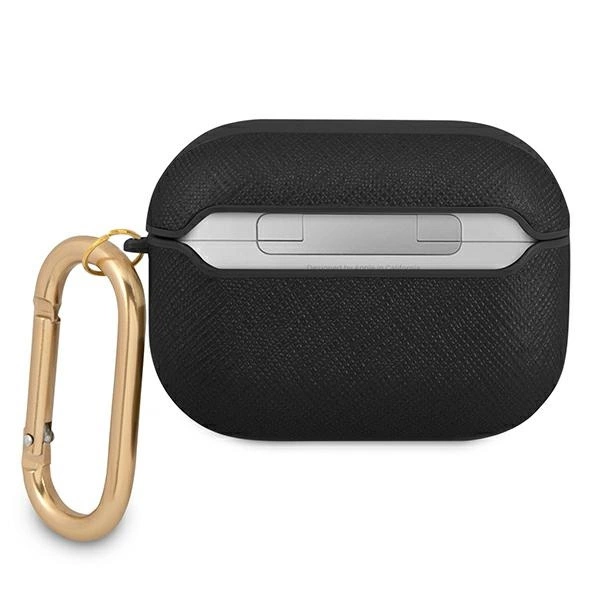 Guess GUAPSASMK AirPods Pro cover black/black Saffiano Script Metal Collectioneng