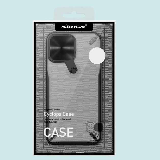 Nillkin Cyclops Case durable case with camera cover and foldable stand for iPhone 13 blackeng