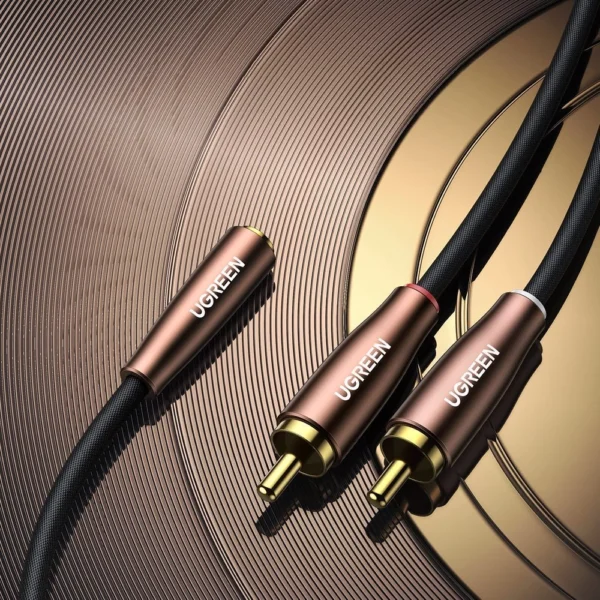 Ugreen cable audio cable 3.5mm mini jack (female) - 2RCA (male) 5m brown (AV198 60988)eng