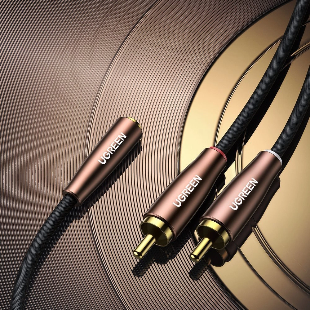 Ugreen cable audio cable 3.5mm mini jack (female) - 2RCA (male) 5m brown (AV198 60988)eng