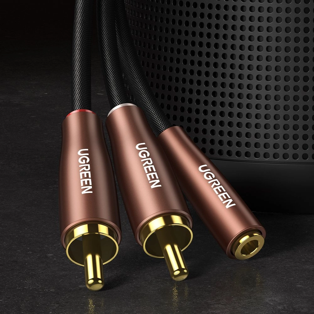 Ugreen cable audio cable 3.5mm mini jack (female) - 2RCA (male) 5m brown (AV198 60988)eng